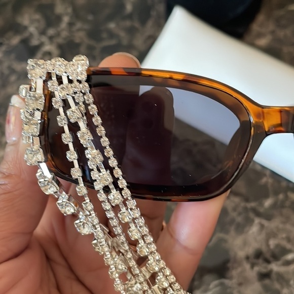 Sparkly Tortoise Rhinestone Tassel Sunglasses - Picture 10 of 14